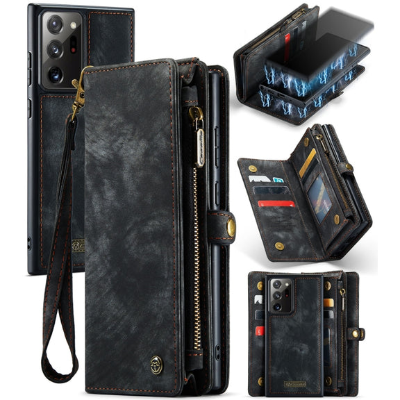 For Samsung Galaxy Note20 Ultra CaseMe-008 Detachable Multifunctional Horizontal Flip Leather Case with Card Slot & Holder & Zipper Wallet & Photo Frame(Black)