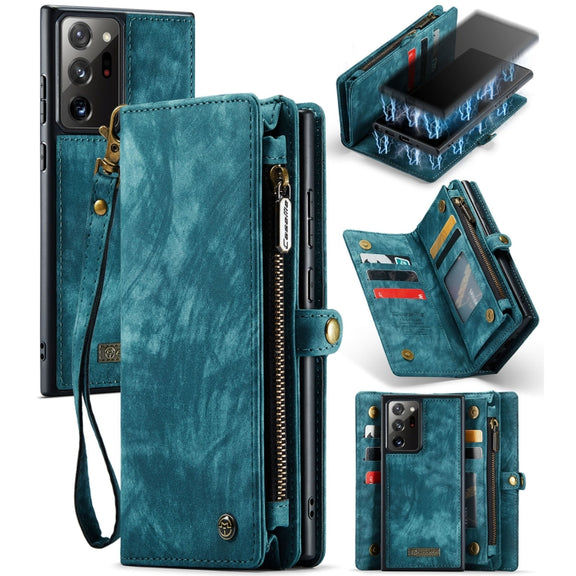For Samsung Galaxy Note20 Ultra CaseMe-008 Detachable Multifunctional Horizontal Flip Leather Case with Card Slot & Holder & Zipper Wallet & Photo Frame(Blue)