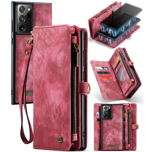 For Samsung Galaxy Note20 Ultra CaseMe-008 Detachable Multifunctional Horizontal Flip Leather Case with Card Slot & Holder & Zipper Wallet & Photo Frame(Red)