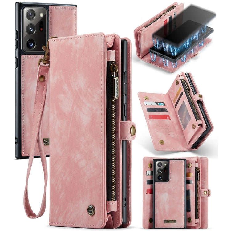 For Samsung Galaxy Note20 Ultra CaseMe-008 Detachable Multifunctional Horizontal Flip Leather Case with Card Slot & Holder & Zipper Wallet & Photo Frame (Pink) - free shipping - PMC Jewellery - Order now!