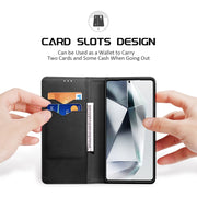 For Samsung Galaxy S25 Ultra 5G DUX DUCIS Hivo Series Cowhide + PU + TPU Flip Phone Case(Black)