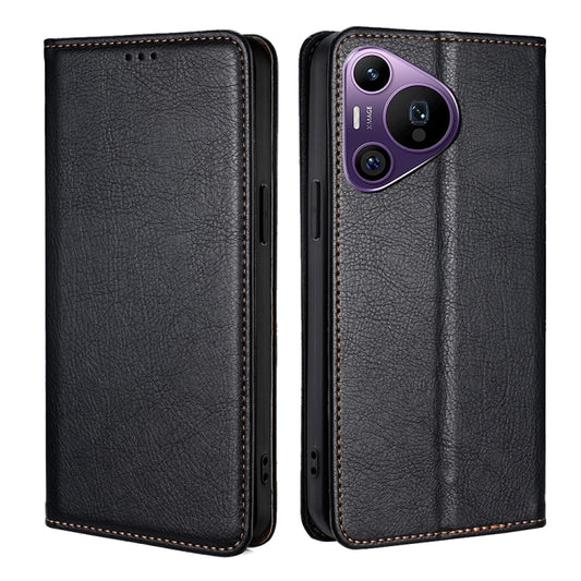 For Huawei Pura 70 Pro / Pro+ Gloss Oil Solid Color Magnetic Leather Phone Case(Black) - free shipping - PMC Jewellery - Order now!
