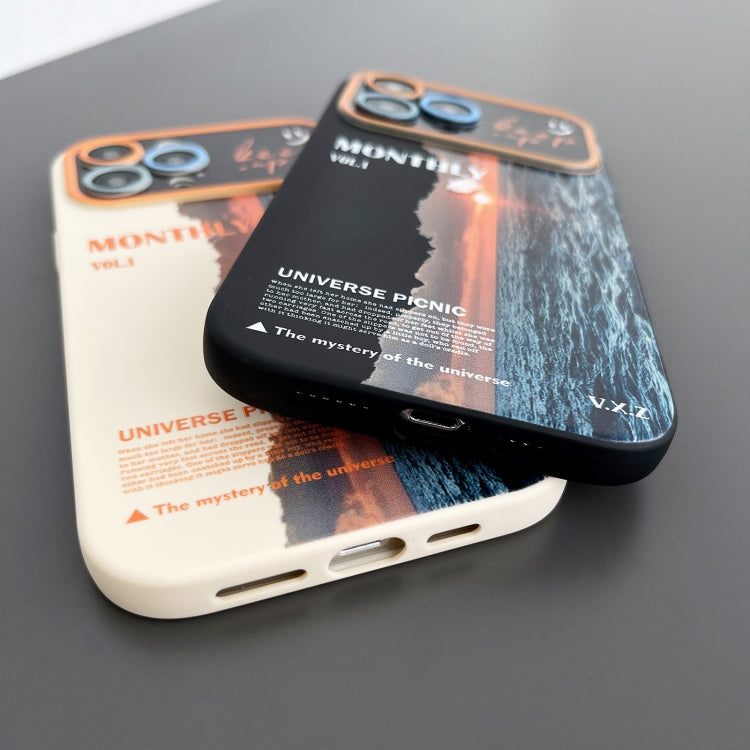For iPhone 15 Scenery Pattern Large Window TPU Phone Case(Black Sea Sunrise) - iPhone 15 Cases by PMC TechLife | Online Shopping South Africa | PMC TechLife