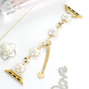 For Apple Watch Series 2 42mm Camellia Metal Chain Bracelet Watch Band(White Gold)