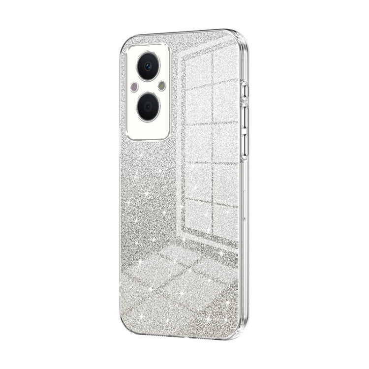 For OPPO Reno7 Z 5G / F21 Pro 5G Gradient Glitter Powder Electroplated Phone Case(Transparent) - OPPO Cases by PMC TechLife | Online Shopping South Africa | PMC TechLife | Buy Now Pay Later Mobicred
