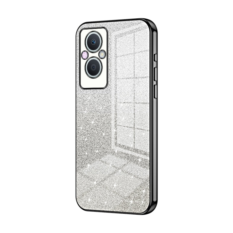 For OPPO Reno7 Z 5G / F21 Pro 5G Gradient Glitter Powder Electroplated Phone Case(Black) - OPPO Cases by PMC TechLife | Online Shopping South Africa | PMC TechLife | Buy Now Pay Later Mobicred