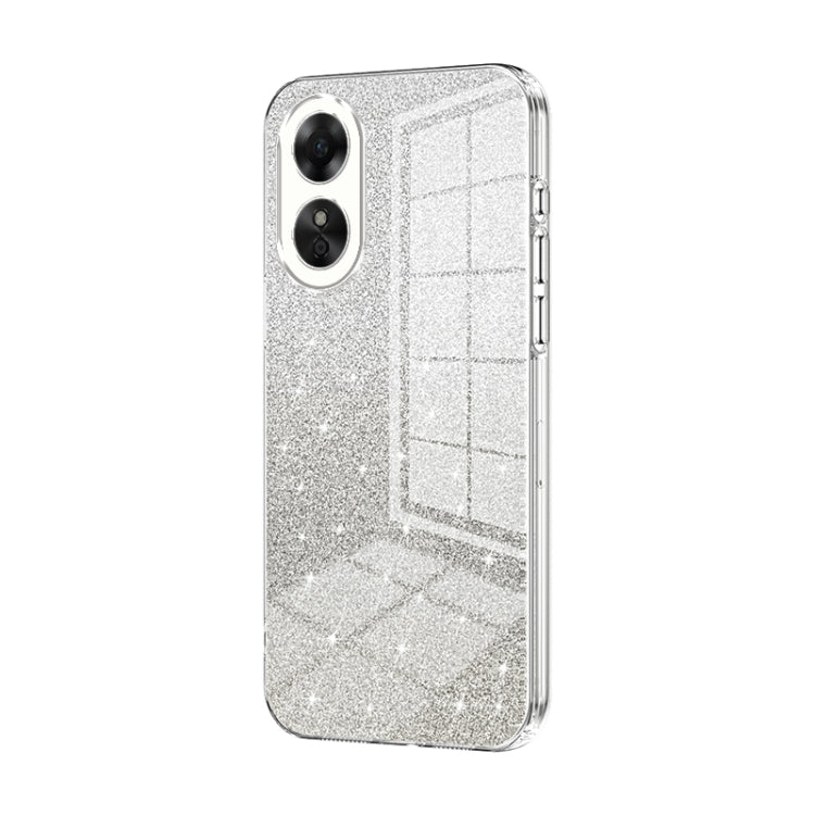 For OPPO A17 / A17K Gradient Glitter Powder Electroplated Phone Case(Transparent) - OPPO Cases by PMC TechLife | Online Shopping South Africa | PMC TechLife | Buy Now Pay Later Mobicred