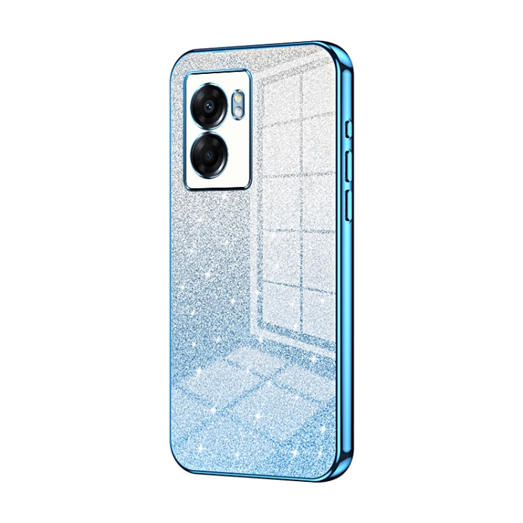 For OPPO A57 5G Gradient Glitter Powder Electroplated Phone Case(Blue) - OPPO Cases by PMC TechLife | Online Shopping South Africa | PMC TechLife | Buy Now Pay Later Mobicred