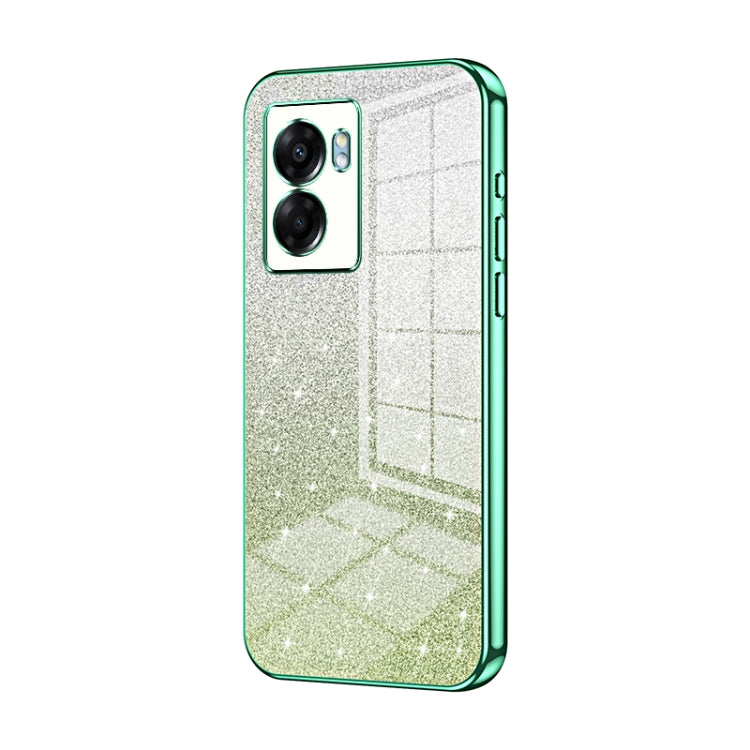 For OPPO A57 5G Gradient Glitter Powder Electroplated Phone Case(Green) - OPPO Cases by PMC TechLife | Online Shopping South Africa | PMC TechLife | Buy Now Pay Later Mobicred