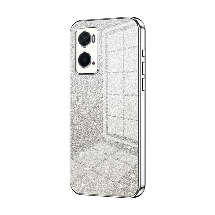 For OPPO A36 / A76 / A96 4G Global Gradient Glitter Powder Electroplated Phone Case(Silver) - OPPO Cases by PMC TechLife | Online Shopping South Africa | PMC TechLife | Buy Now Pay Later Mobicred