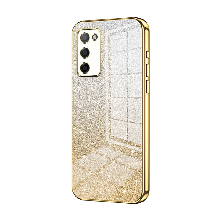 For OPPO A55 5G / A56 / A53s 5G Gradient Glitter Powder Electroplated Phone Case(Gold) - OPPO Cases by PMC TechLife | Online Shopping South Africa | PMC TechLife | Buy Now Pay Later Mobicred