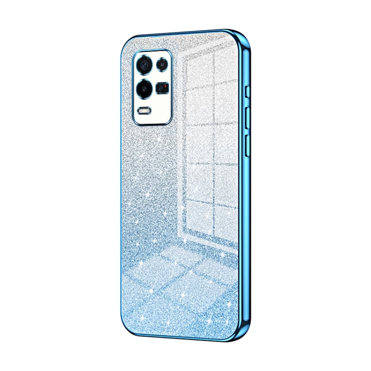 For OPPO K9x Gradient Glitter Powder Electroplated Phone Case(Blue) - OPPO Cases by PMC TechLife | Online Shopping South Africa | PMC TechLife | Buy Now Pay Later Mobicred
