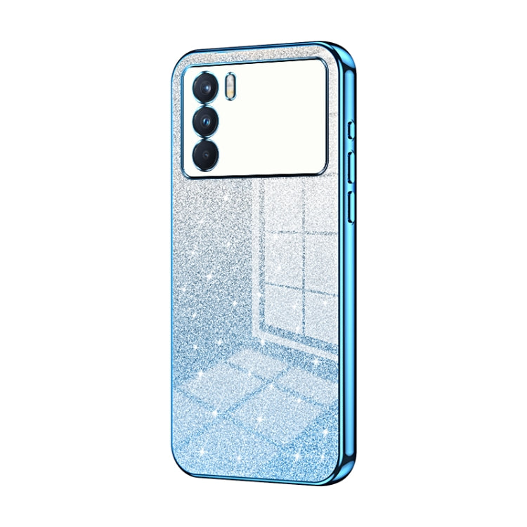 For OPPO K9 Pro Gradient Glitter Powder Electroplated Phone Case(Blue) - OPPO Cases by PMC TechLife | Online Shopping South Africa | PMC TechLife | Buy Now Pay Later Mobicred