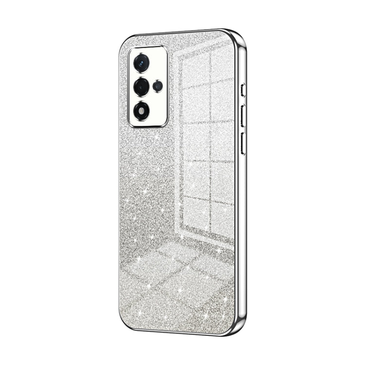 For OPPO A93s 5G Gradient Glitter Powder Electroplated Phone Case(Silver) - OPPO Cases by PMC TechLife | Online Shopping South Africa | PMC TechLife | Buy Now Pay Later Mobicred