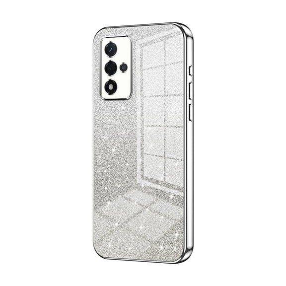 For OPPO A93s 5G Gradient Glitter Powder Electroplated Phone Case(Silver)