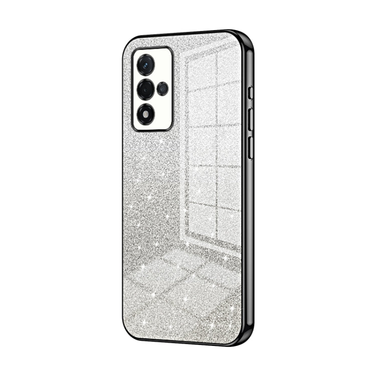 For OPPO A93s 5G Gradient Glitter Powder Electroplated Phone Case(Black) - OPPO Cases by PMC TechLife | Online Shopping South Africa | PMC TechLife | Buy Now Pay Later Mobicred