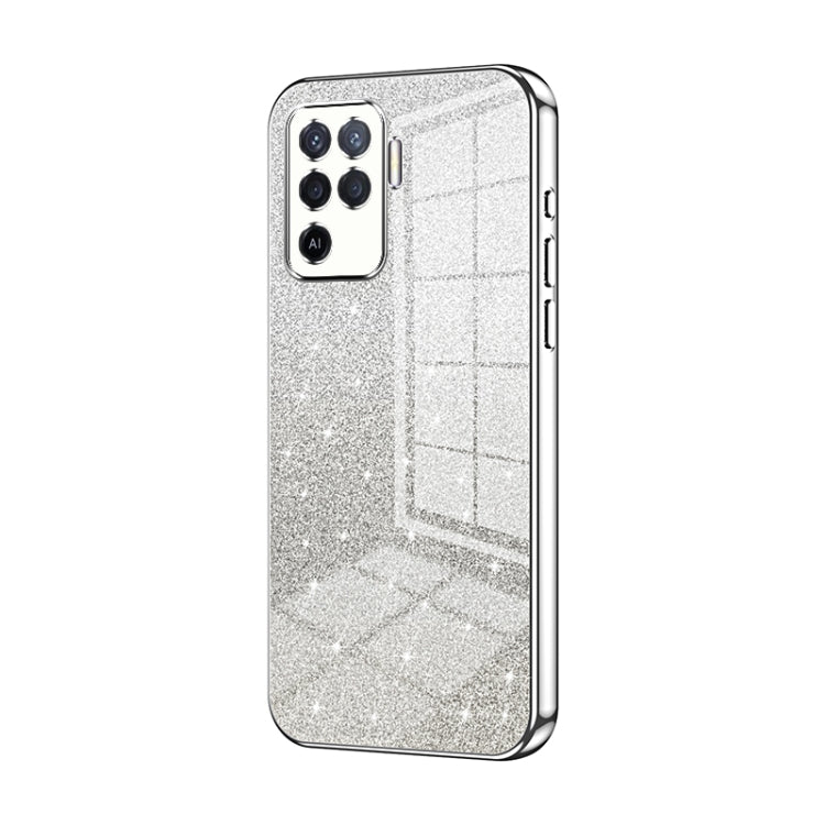 For OPPO A94 4G Gradient Glitter Powder Electroplated Phone Case(Silver) - OPPO Cases by PMC TechLife | Online Shopping South Africa | PMC TechLife | Buy Now Pay Later Mobicred