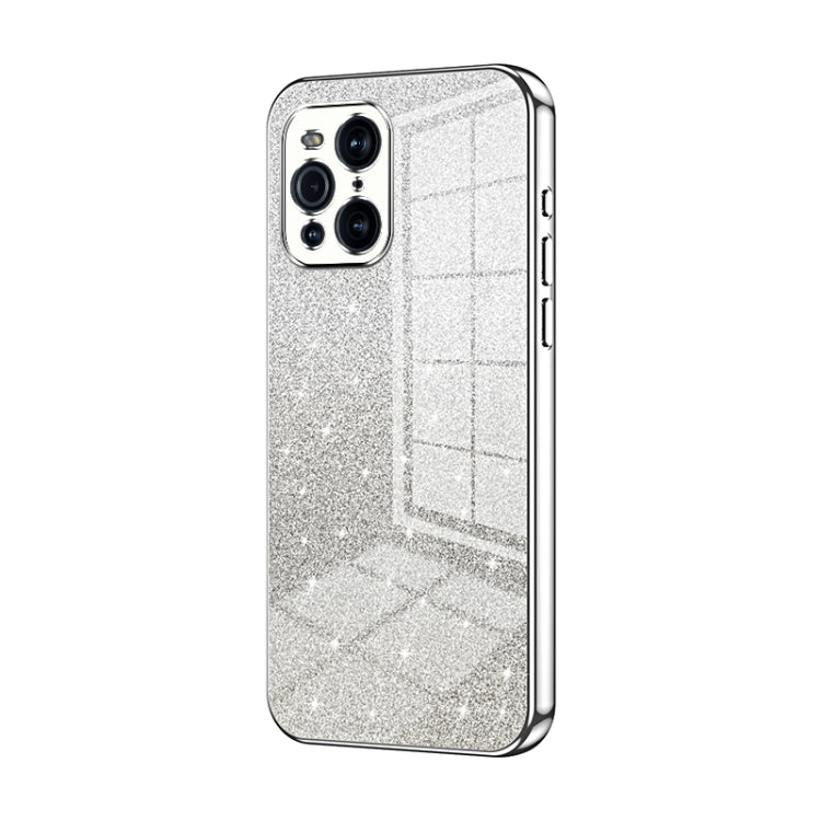 For OPPO Find X3 / Find X3 Pro Gradient Glitter Powder Electroplated Phone Case(Silver) - OPPO Cases by PMC TechLife | Online Shopping South Africa | PMC TechLife | Buy Now Pay Later Mobicred