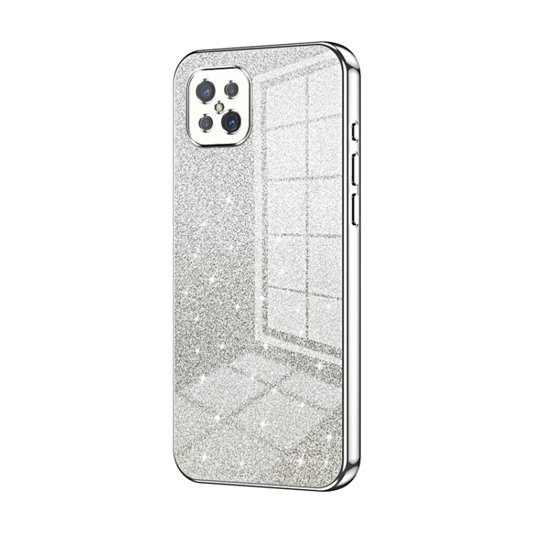 For OPPO A92s / Reno4 Z 5G Gradient Glitter Powder Electroplated Phone Case(Silver) - OPPO Cases by PMC TechLife | Online Shopping South Africa | PMC TechLife | Buy Now Pay Later Mobicred