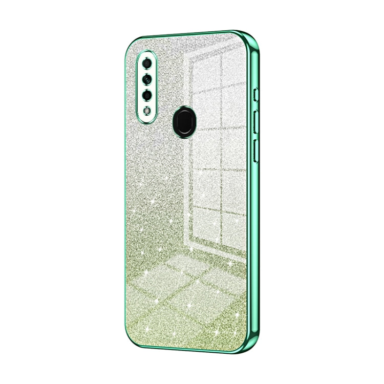 For OPPO A8 / A31 2020 Gradient Glitter Powder Electroplated Phone Case(Green) - OPPO Cases by PMC TechLife | Online Shopping South Africa | PMC TechLife | Buy Now Pay Later Mobicred