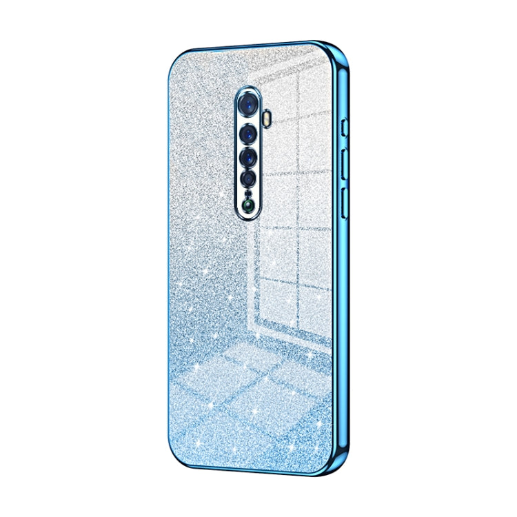 For OPPO Reno2 Gradient Glitter Powder Electroplated Phone Case(Blue) - OPPO Cases by PMC TechLife | Online Shopping South Africa | PMC TechLife | Buy Now Pay Later Mobicred
