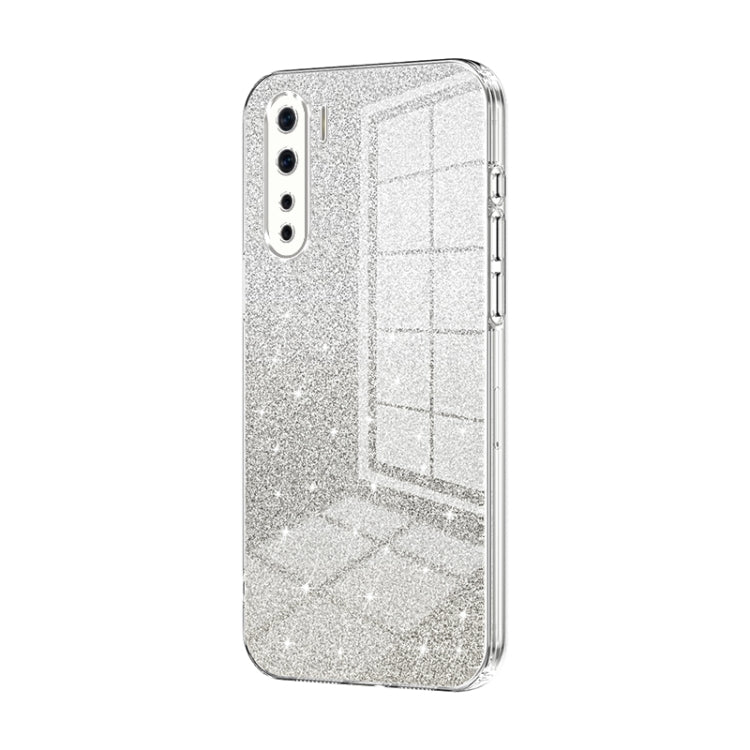 For OPPO Reno3 4G / F15 / A91 Gradient Glitter Powder Electroplated Phone Case(Transparent) - OPPO Cases by PMC TechLife | Online Shopping South Africa | PMC TechLife | Buy Now Pay Later Mobicred