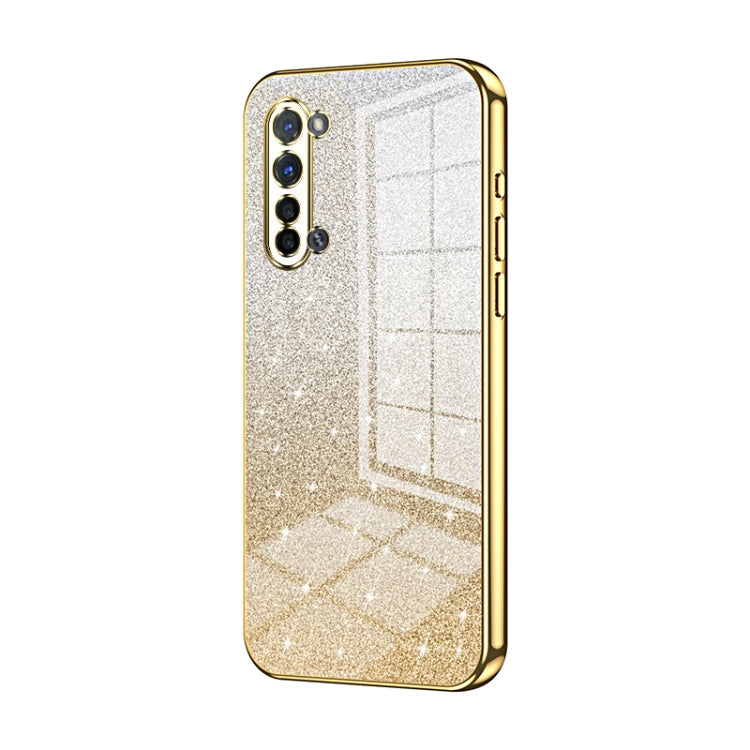 For OPPO Reno3 5G / Find X2 Lite Gradient Glitter Powder Electroplated Phone Case(Gold) - OPPO Cases by PMC TechLife | Online Shopping South Africa | PMC TechLife | Buy Now Pay Later Mobicred