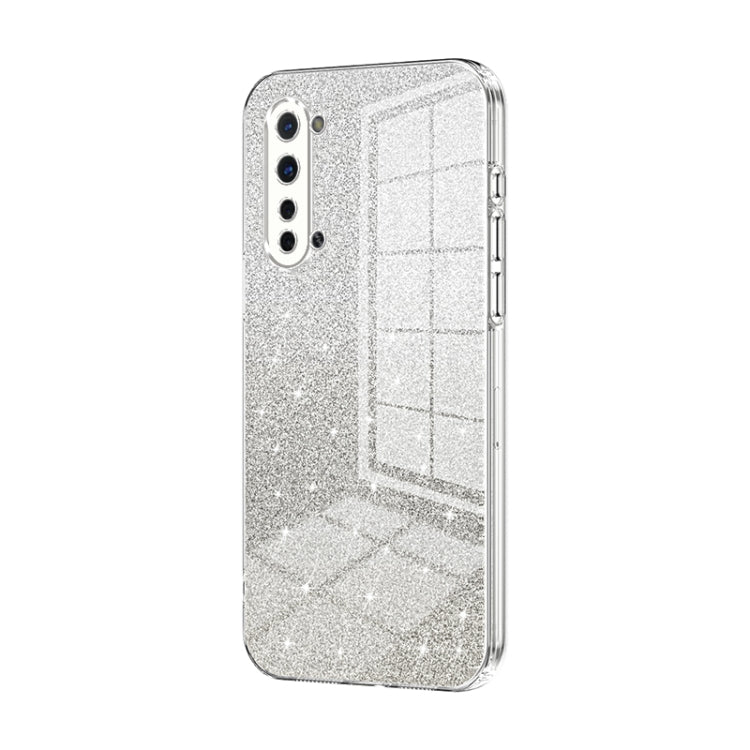 For OPPO Reno3 5G / Find X2 Lite Gradient Glitter Powder Electroplated Phone Case(Transparent) - OPPO Cases by PMC TechLife | Online Shopping South Africa | PMC TechLife | Buy Now Pay Later Mobicred