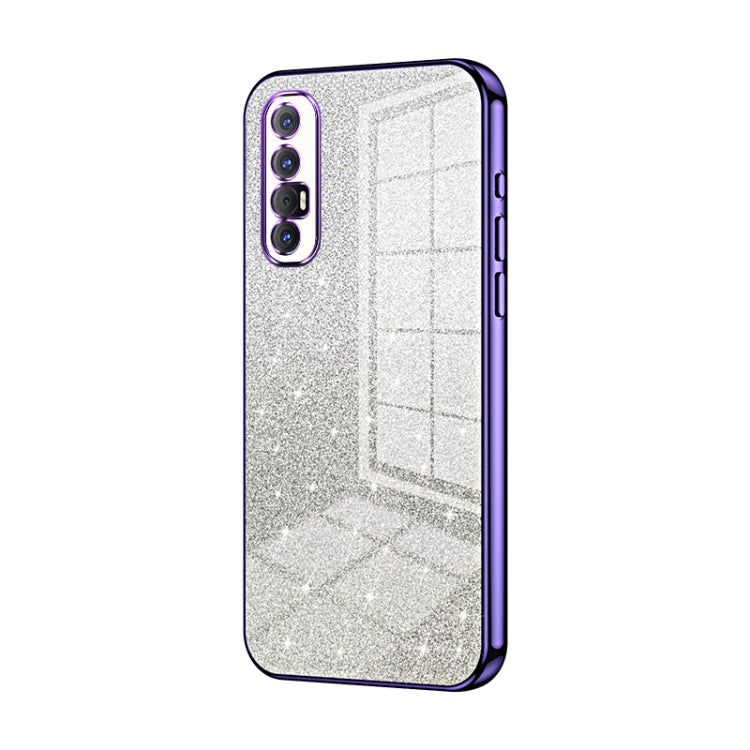 For OPPO Reno3 Pro Gradient Glitter Powder Electroplated Phone Case(Purple) - OPPO Cases by PMC TechLife | Online Shopping South Africa | PMC TechLife | Buy Now Pay Later Mobicred