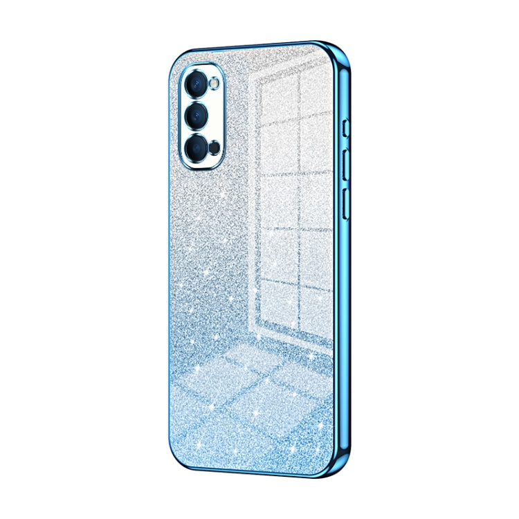 For OPPO Reno4 Gradient Glitter Powder Electroplated Phone Case(Blue) - OPPO Cases by PMC TechLife | Online Shopping South Africa | PMC TechLife | Buy Now Pay Later Mobicred