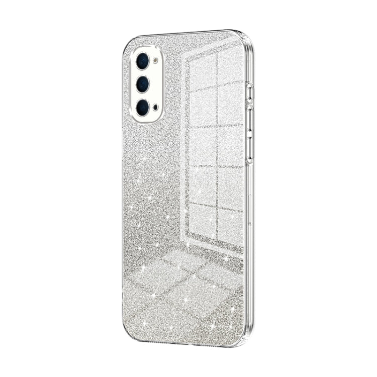 For OPPO Reno4 Gradient Glitter Powder Electroplated Phone Case(Transparent) - OPPO Cases by PMC TechLife | Online Shopping South Africa | PMC TechLife | Buy Now Pay Later Mobicred