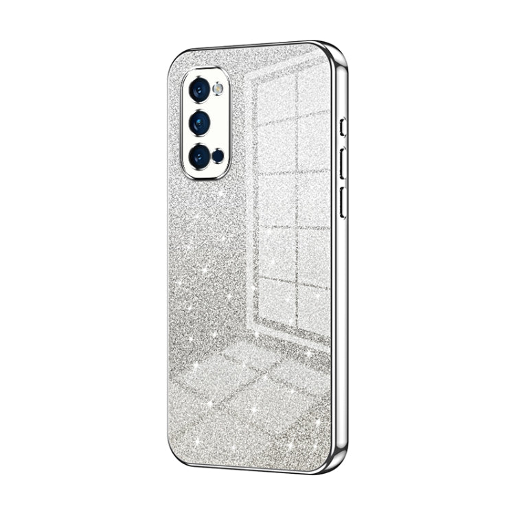 For OPPO Reno4 Pro Gradient Glitter Powder Electroplated Phone Case(Silver) - OPPO Cases by PMC TechLife | Online Shopping South Africa | PMC TechLife | Buy Now Pay Later Mobicred