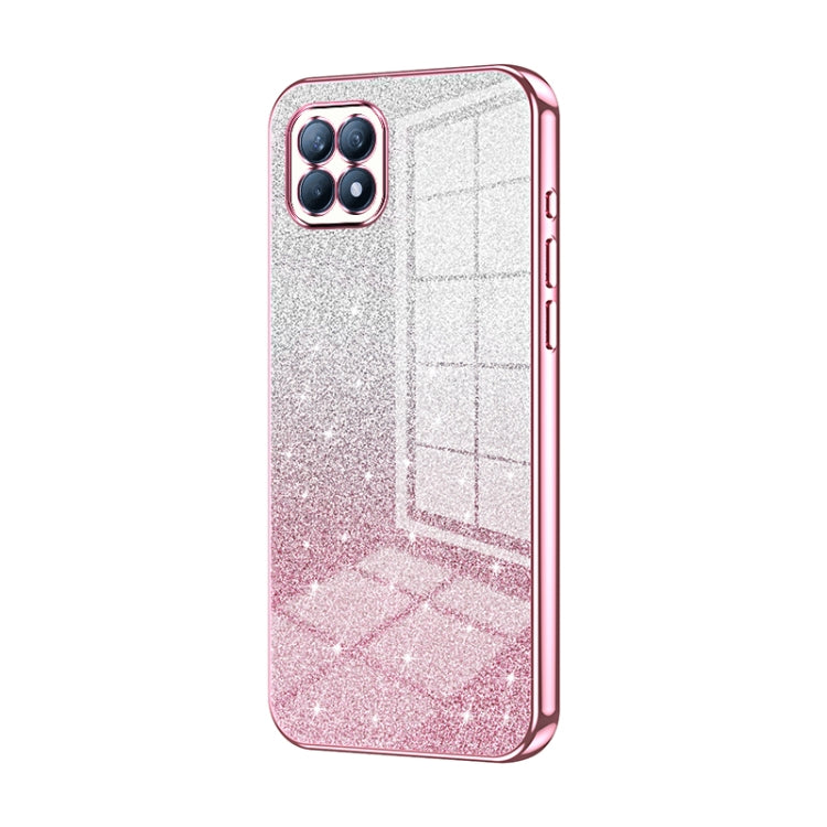 For OPPO Reno4 SE Gradient Glitter Powder Electroplated Phone Case(Pink) - OPPO Cases by PMC TechLife | Online Shopping South Africa | PMC TechLife | Buy Now Pay Later Mobicred