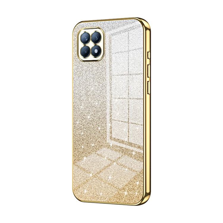 For OPPO Reno4 SE Gradient Glitter Powder Electroplated Phone Case(Gold) - OPPO Cases by PMC TechLife | Online Shopping South Africa | PMC TechLife | Buy Now Pay Later Mobicred