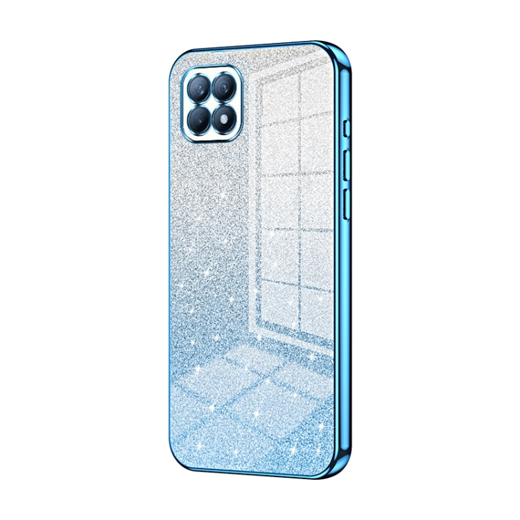 For OPPO Reno4 SE Gradient Glitter Powder Electroplated Phone Case(Blue) - OPPO Cases by PMC TechLife | Online Shopping South Africa | PMC TechLife | Buy Now Pay Later Mobicred