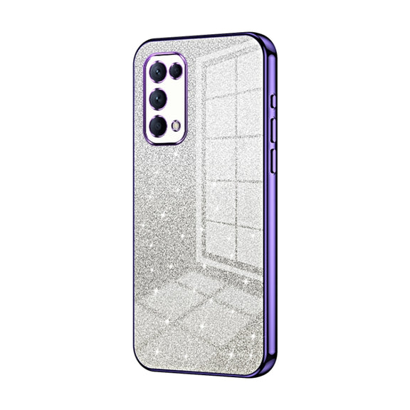 For OPPO Reno5 4G/5G / Reno5 K Gradient Glitter Powder Electroplated Phone Case(Purple)