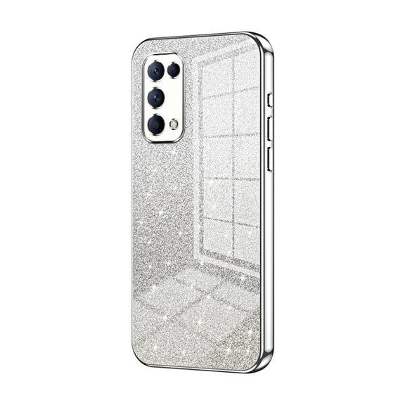 For OPPO Reno5 4G/5G / Reno5 K Gradient Glitter Powder Electroplated Phone Case(Silver)