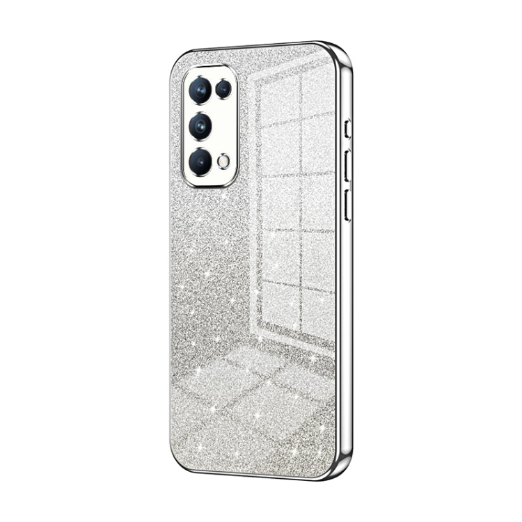 For OPPO Reno5 Pro Gradient Glitter Powder Electroplated Phone Case(Silver) - OPPO Cases by PMC TechLife | Online Shopping South Africa | PMC TechLife | Buy Now Pay Later Mobicred