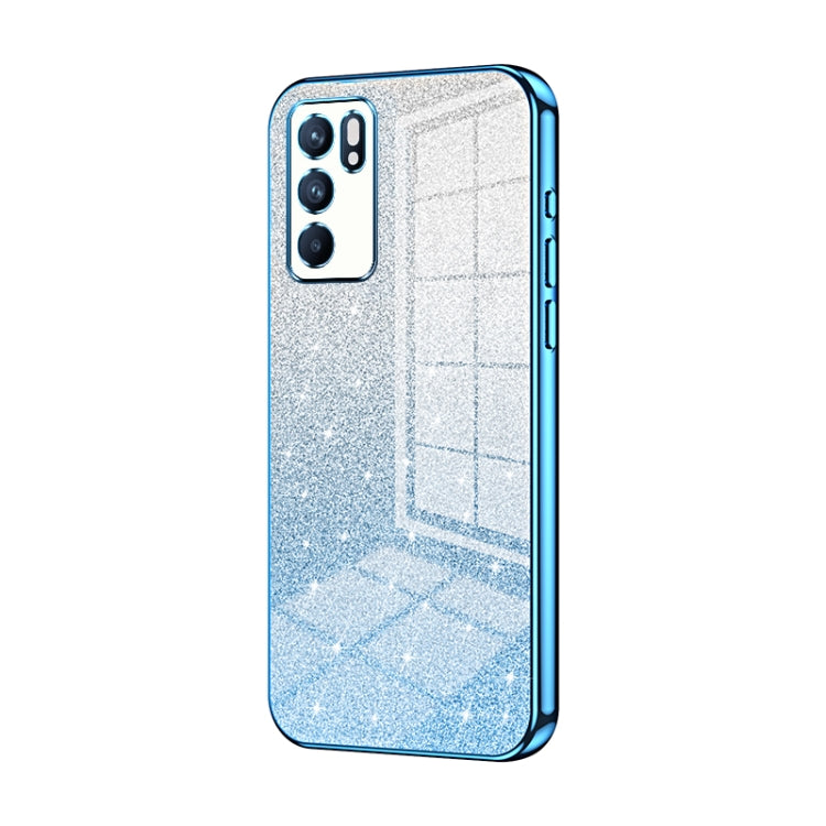 For OPPO Reno6 Indian / Malay Gradient Glitter Powder Electroplated Phone Case(Blue) - OPPO Cases by PMC TechLife | Online Shopping South Africa | PMC TechLife | Buy Now Pay Later Mobicred