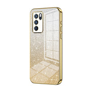 For OPPO Reno6 Pro Indian  Gradient Glitter Powder Electroplated Phone Case(Gold)