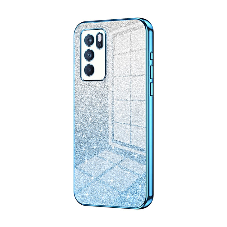 For OPPO Reno6 Pro Indian  Gradient Glitter Powder Electroplated Phone Case(Blue) - OPPO Cases by PMC TechLife | Online Shopping South Africa | PMC TechLife | Buy Now Pay Later Mobicred