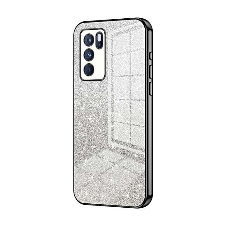 For OPPO Reno6 Pro Indian  Gradient Glitter Powder Electroplated Phone Case(Black) - OPPO Cases by PMC TechLife | Online Shopping South Africa | PMC TechLife | Buy Now Pay Later Mobicred