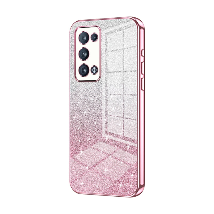 For OPPO Reno6 Pro+ Gradient Glitter Powder Electroplated Phone Case(Pink) - free shipping - PMC TechLife - Order now!