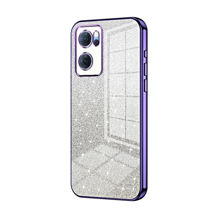 For OPPO Reno7 5G Gradient Glitter Powder Electroplated Phone Case(Purple) - OPPO Cases by PMC TechLife | Online Shopping South Africa | PMC TechLife | Buy Now Pay Later Mobicred