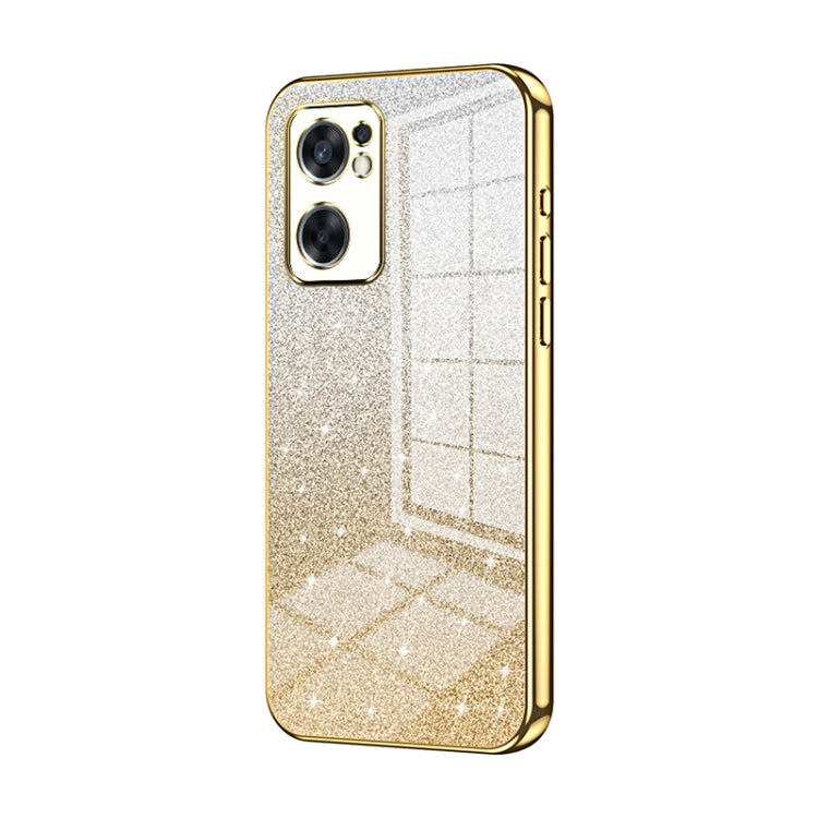 For OPPO Reno7 SE Gradient Glitter Powder Electroplated Phone Case(Gold) - OPPO Cases by PMC TechLife | Online Shopping South Africa | PMC TechLife | Buy Now Pay Later Mobicred
