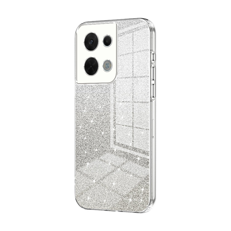 For OPPO Reno8 Gradient Glitter Powder Electroplated Phone Case(Transparent) - OPPO Cases by PMC TechLife | Online Shopping South Africa | PMC TechLife | Buy Now Pay Later Mobicred