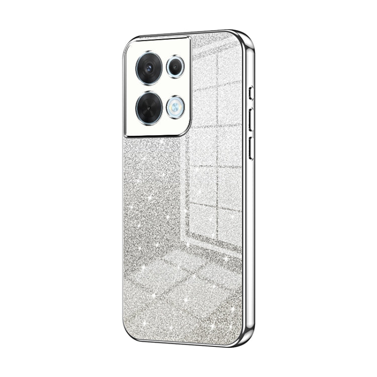 For OPPO Reno8 Gradient Glitter Powder Electroplated Phone Case(Silver) - OPPO Cases by PMC TechLife | Online Shopping South Africa | PMC TechLife | Buy Now Pay Later Mobicred