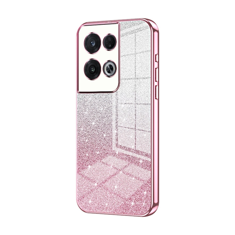 For OPPO Reno8 Pro Gradient Glitter Powder Electroplated Phone Case(Pink) - OPPO Cases by PMC TechLife | Online Shopping South Africa | PMC TechLife | Buy Now Pay Later Mobicred