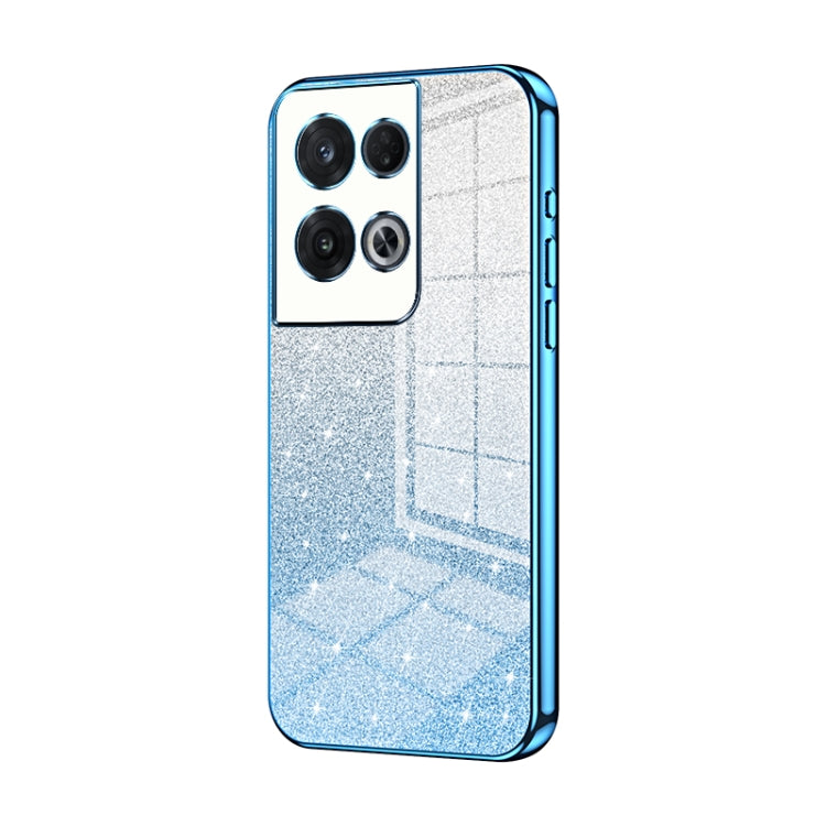 For OPPO Reno8 Pro Gradient Glitter Powder Electroplated Phone Case(Blue) - OPPO Cases by PMC Jewellery | Online Shopping South Africa | PMC Jewellery | Buy Now Pay Later Mobicred