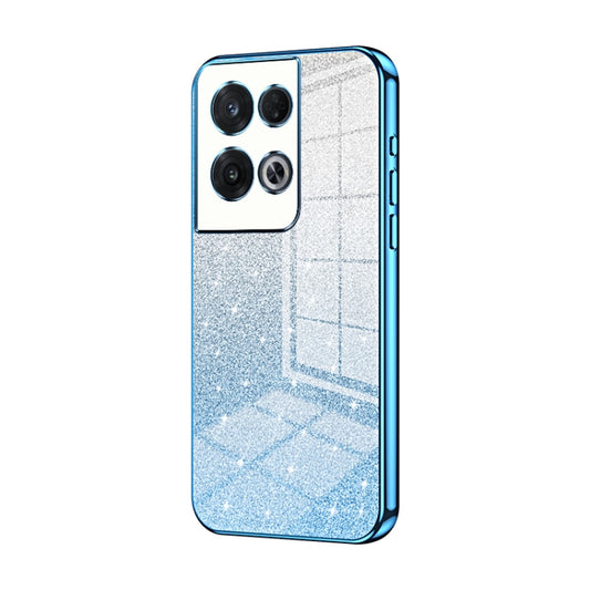 For OPPO Reno8 Pro Gradient Glitter Powder Electroplated Phone Case(Blue) - OPPO Cases by PMC Jewellery | Online Shopping South Africa | PMC Jewellery | Buy Now Pay Later Mobicred